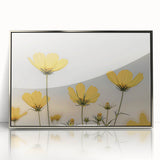 Mid-century modernist art depicting a floral arrangement in pastel shades on framed acrylic, ideal for nursery wall decor.