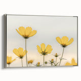 Framed canvas featuring a landscape art painting with colorful flowers and a black background, ideal for living room decor.