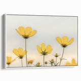 Vintage poster art of colorful florals on a black background, framed canvas, suitable for large living room walls.