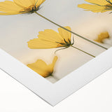 Art deco poster featuring close-up floral designs in soft pastel shades on rolled canvas.