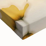 Large art of a black and white landscape painting on stretched canvas, featuring a detailed floral close-up.