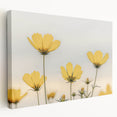 Close-up floral photography on stretched canvas, featuring soft pink and white blossoms, ideal for kitchen wall art.