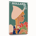 Vintage Holland Travel Poster – Dutch Girl with Tulips Art