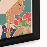 Vintage Holland Travel Poster – Dutch Girl with Tulips Art