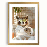 Relaxing Raccoon Bathroom Wall Art - Modern Spa-Inspired Decor
