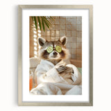 Relaxing Raccoon Bathroom Wall Art - Modern Spa-Inspired Decor