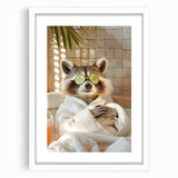 Relaxing Raccoon Bathroom Wall Art - Modern Spa-Inspired Decor
