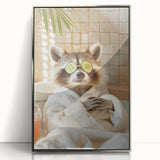 Relaxing Raccoon Bathroom Wall Art - Modern Spa-Inspired Decor