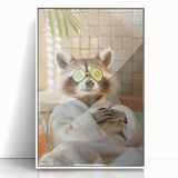 Relaxing Raccoon Bathroom Wall Art - Modern Spa-Inspired Decor