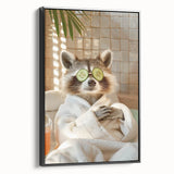 Relaxing Raccoon Bathroom Wall Art - Modern Spa-Inspired Decor