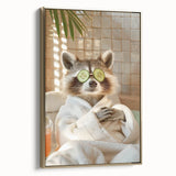 Relaxing Raccoon Bathroom Wall Art - Modern Spa-Inspired Decor