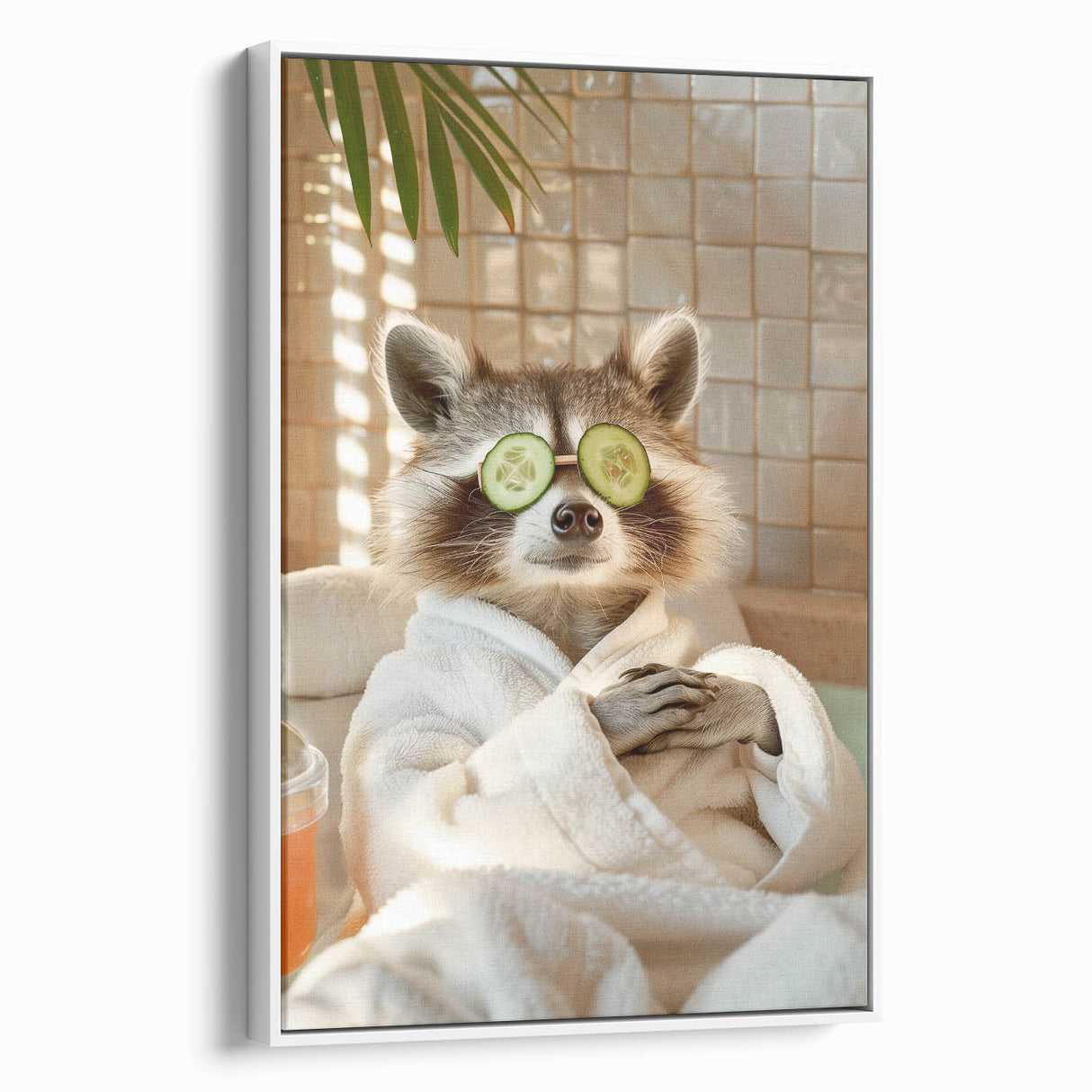 Relaxing Raccoon Bathroom Wall Art - Modern Spa-Inspired Decor