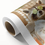 Relaxing Raccoon Bathroom Wall Art - Modern Spa-Inspired Decor