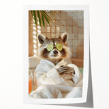 Relaxing Raccoon Bathroom Wall Art - Modern Spa-Inspired Decor