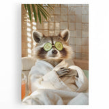 Relaxing Raccoon Bathroom Wall Art - Modern Spa-Inspired Decor
