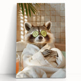 Relaxing Raccoon Bathroom Wall Art - Modern Spa-Inspired Decor