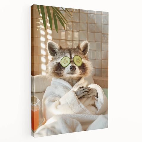 Relaxing Raccoon Bathroom Wall Art - Modern Spa-Inspired Decor