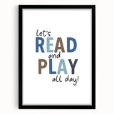 Let's Read and Play - Boys Room Wall Art Kids Wall Art Prints