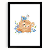 Watercolor Bear Nursery Art - Framed Baby Room Wall Decor