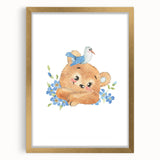 Watercolor Bear Nursery Art - Framed Baby Room Wall Decor