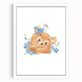 Watercolor Bear Nursery Art - Framed Baby Room Wall Decor