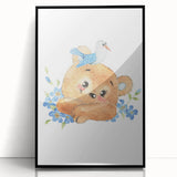 Watercolor Bear Nursery Art - Framed Baby Room Wall Decor