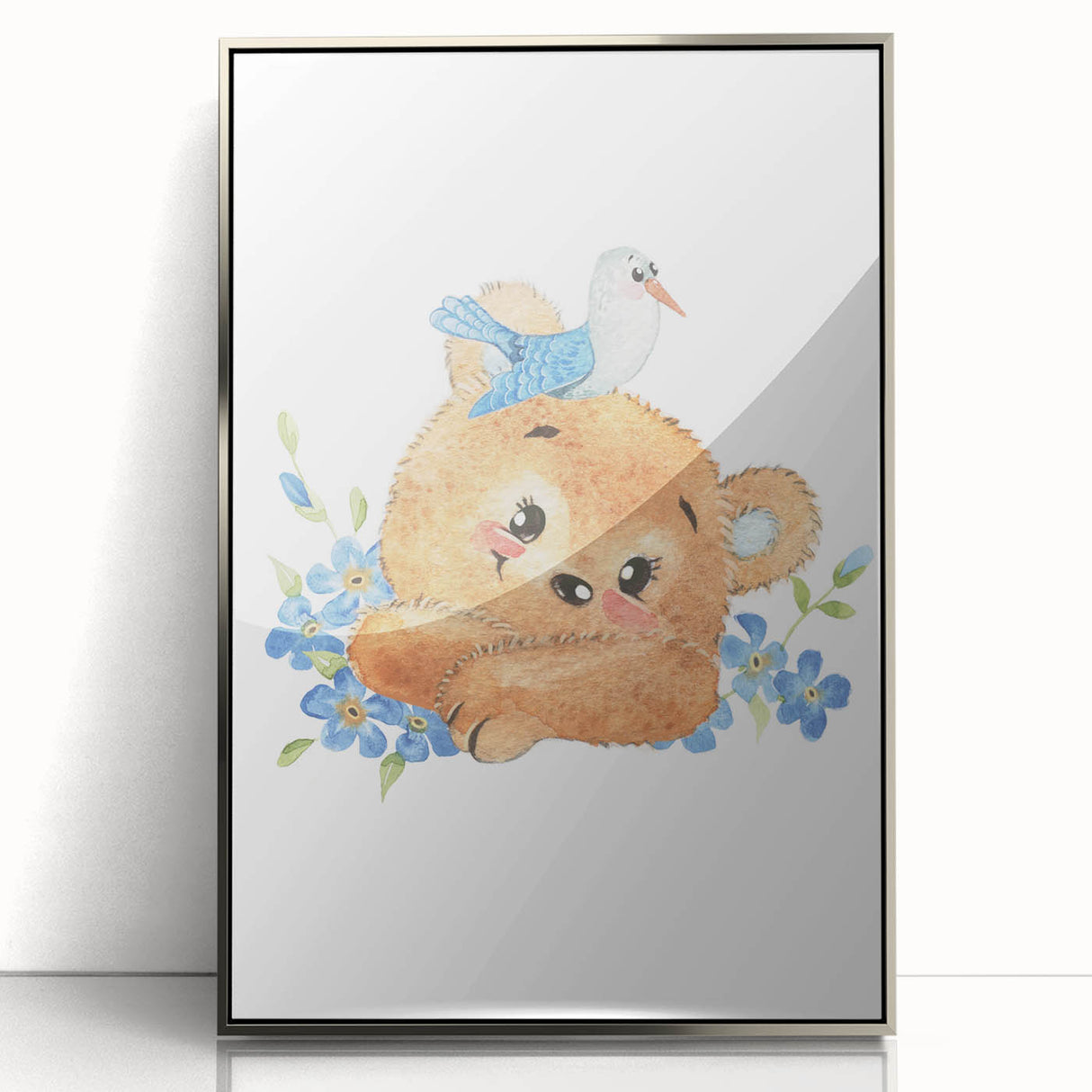 Watercolor Bear Nursery Art - Framed Baby Room Wall Decor
