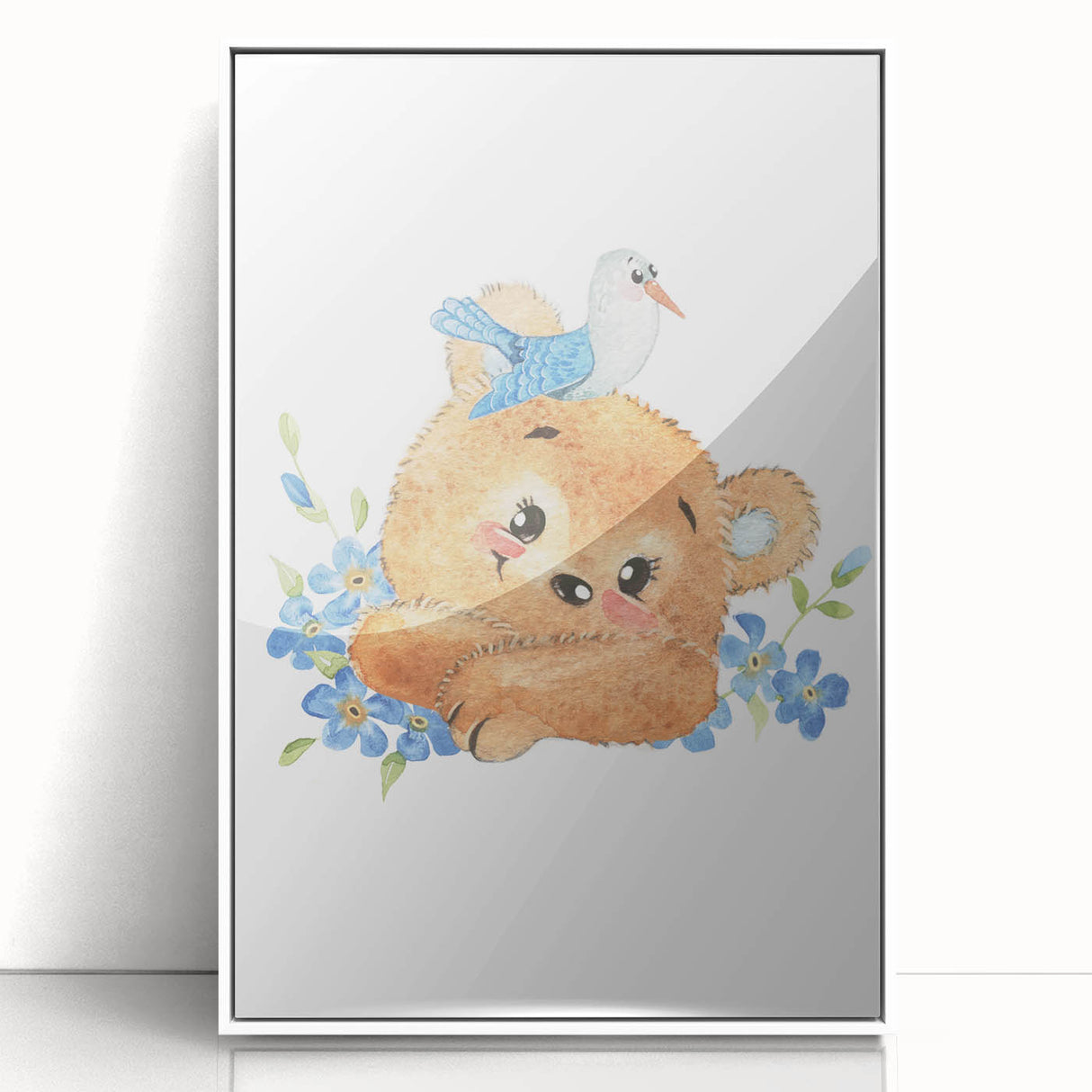 Watercolor Bear Nursery Art - Framed Baby Room Wall Decor