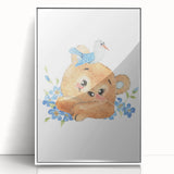 Watercolor Bear Nursery Art - Framed Baby Room Wall Decor