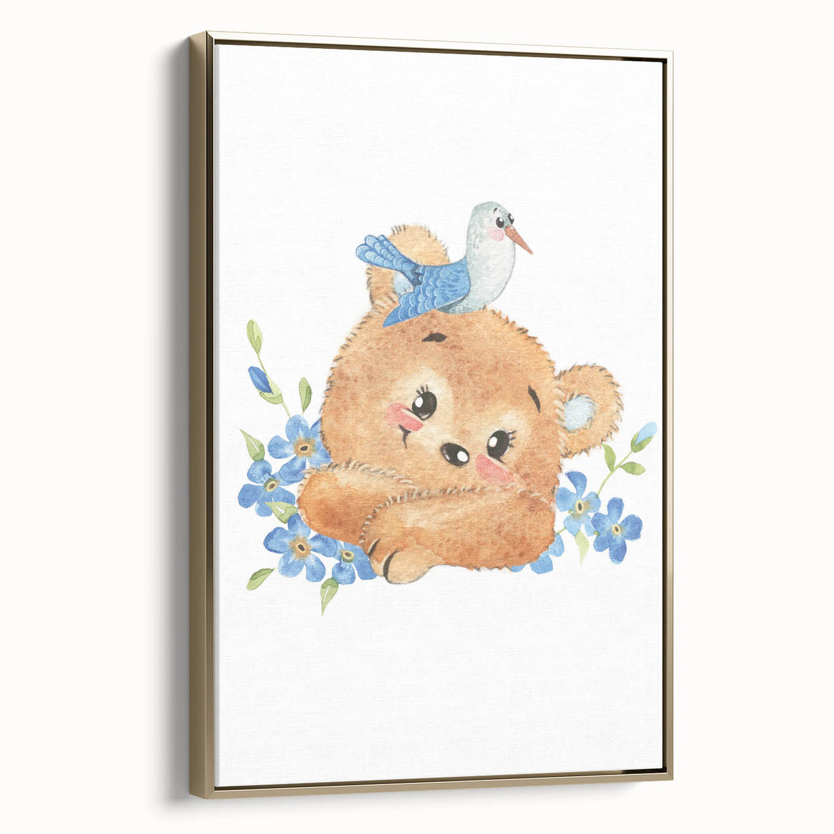 Watercolor Bear Nursery Art - Framed Baby Room Wall Decor