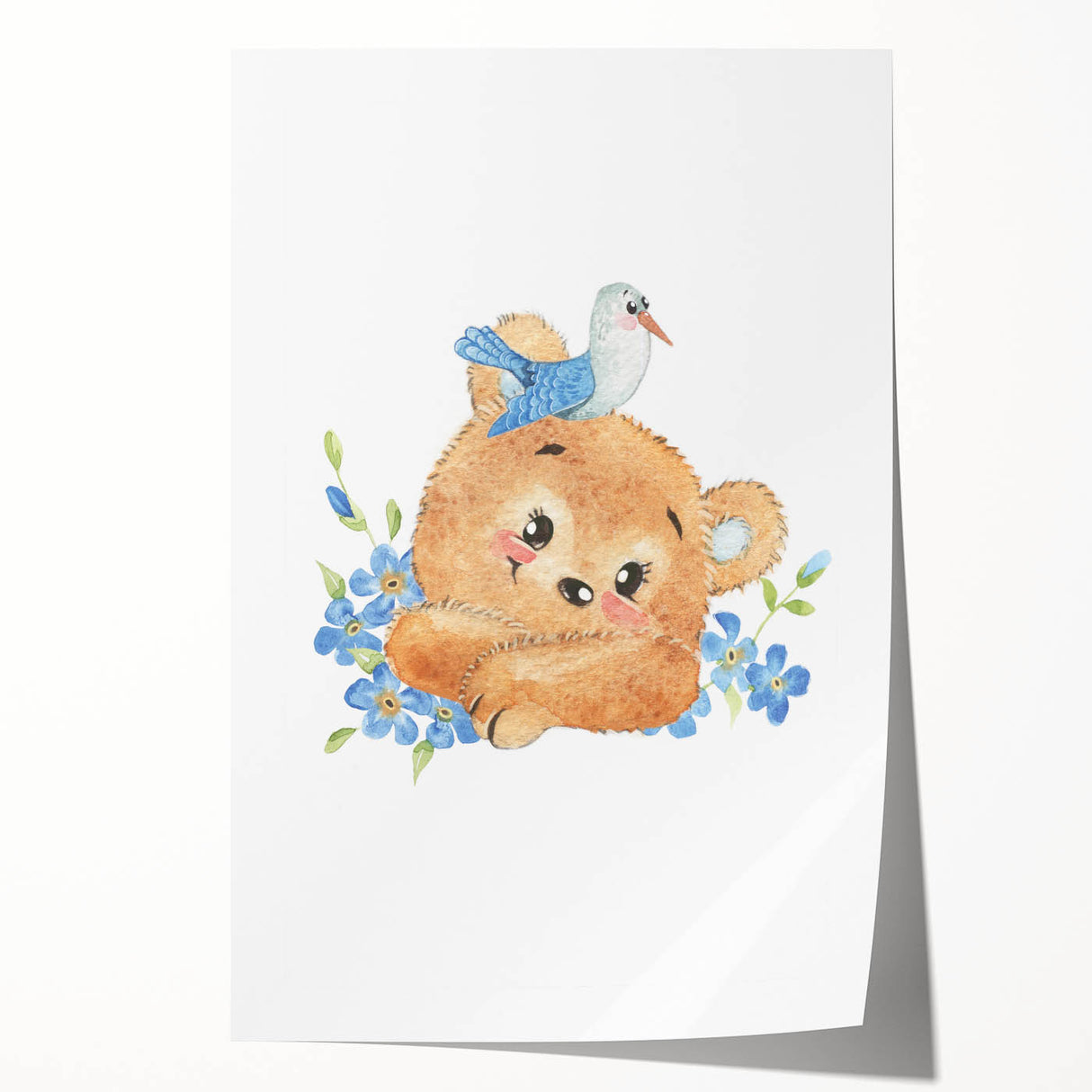 Watercolor Bear Nursery Art - Framed Baby Room Wall Decor