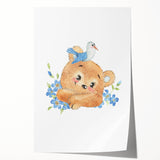 Watercolor Bear Nursery Art - Framed Baby Room Wall Decor