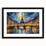 Abstract art print of a colorful Parisian scene on a textured, extra large canvas, ideal for living room decor.