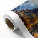 Art Deco poster of Paris scenery in pastel shades on rolled canvas, ideal for nursery wall art or dining room.