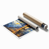 Extra large rolled print of Paris scenery with vibrant floral elements, ideal for classy bathroom wall art.