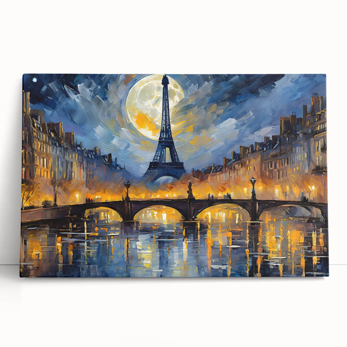 Black and white photo of Paris with Eiffel Tower on stretched canvas, ideal for kitchen wall art.