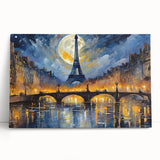 Black and white photo of Paris with Eiffel Tower on stretched canvas, ideal for kitchen wall art.