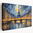 Paris skyline in muted gray tones on a large stretched canvas, suitable for kitchen wall art.