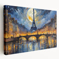 Paris skyline in muted gray tones on a large stretched canvas, suitable for kitchen wall art.