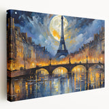 Paris skyline in muted gray tones on a large stretched canvas, suitable for kitchen wall art.