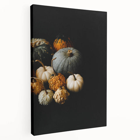 Autumn-themed stretched canvas featuring a tree with orange leaves, ideal for kitchen wall art.