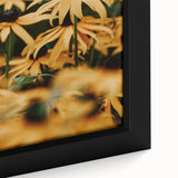 Close-up of extra large black wall art featuring a textured, colorful abstract design on framed canvas.