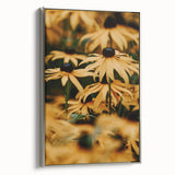 Framed canvas depicting a spring landscape with vibrant green and pink tones, ideal for living room decor.