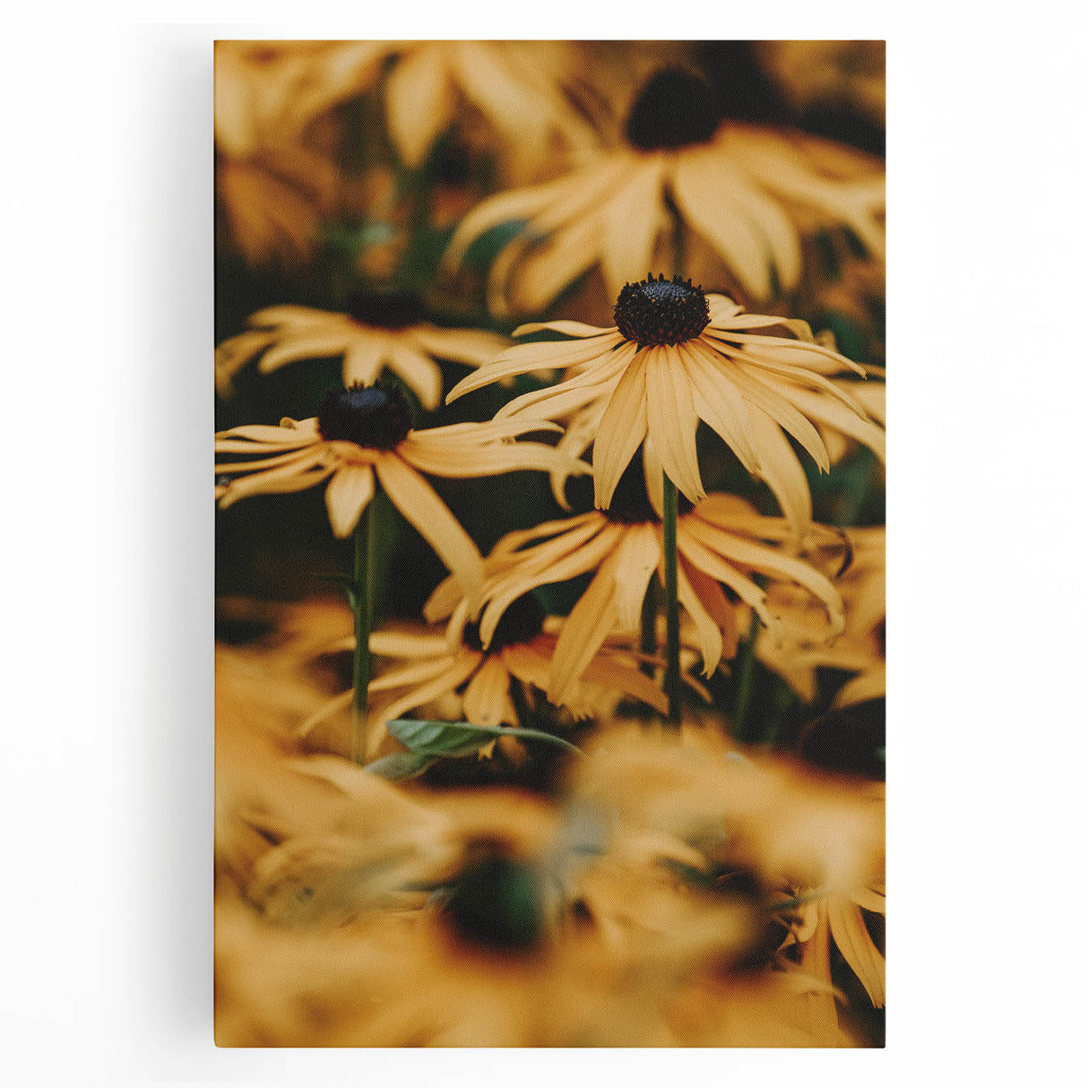 Black and white abstract floral design on a large stretched canvas, ideal for kitchen wall art.