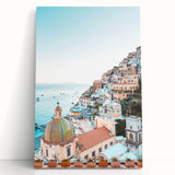 Large black and white stretched canvas depicting a minimalist summer scene, ideal for kitchen wall art.