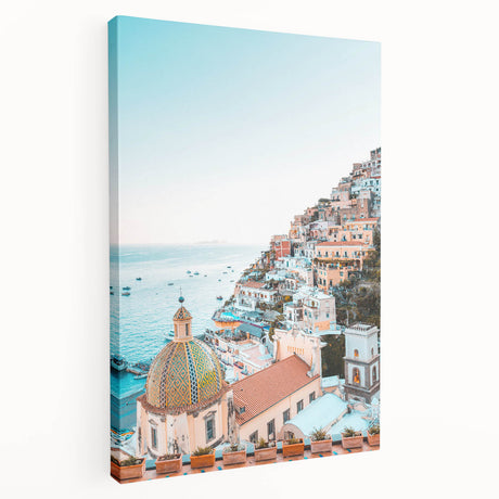 Large art on stretched canvas featuring a summer scene with vibrant green and yellow tones, ideal for kitchen wall art.