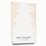 Large abstract wall art depicting a winter scene in muted blue and white tones on acrylic glass.