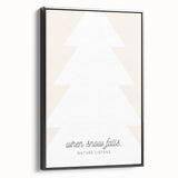 Black and white vintage poster art of a winter landscape on framed canvas, ideal for bedroom wall decor.