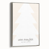 Winter landscape art painting on framed canvas, featuring a snowy scene in muted gray and white tones.