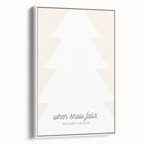 Vintage poster art of a winter scene on framed canvas, featuring a monochrome palette, ideal for living room decor.